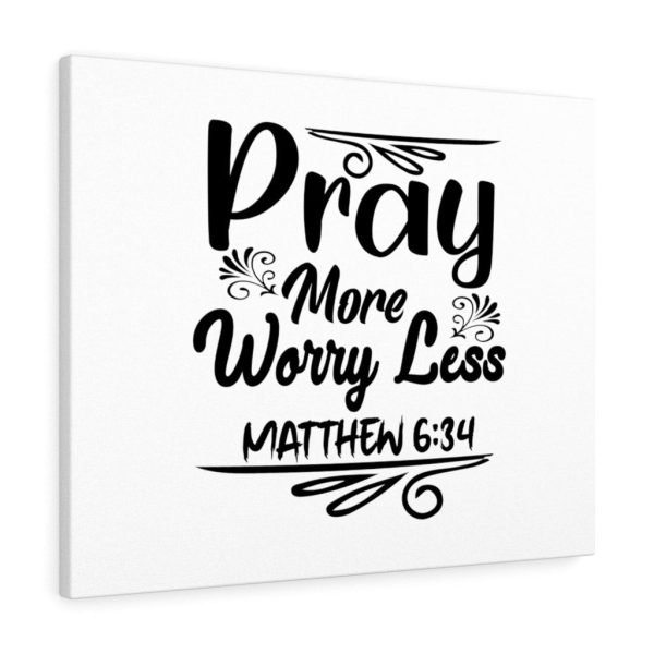 Scripture Canvas Pray More Worry Less Matthew 6:34 Christian Bible Verse Meaningful Framed Prints, Canvas Paintings - Image 2