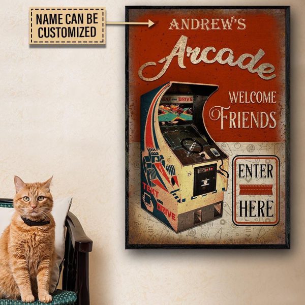 Personalized Canvas Painting Frames Arcade Game Welcome Friend Framed Prints, Canvas Paintings