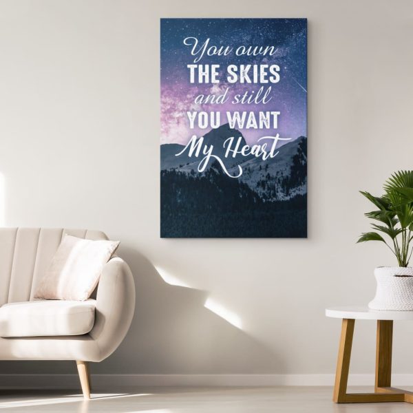 You Own The Skies And Still You Want My Heart Lyric Canvas Gallery Painting Wrapped Canvas - Image 2