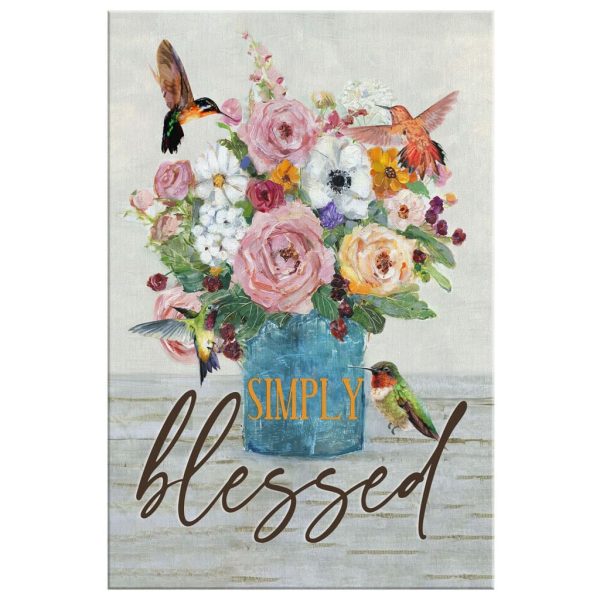 Simply Blessed Hummingbird Flower Christian Canvas Gallery Painting Wrapped Canvas Canvas - Image 3