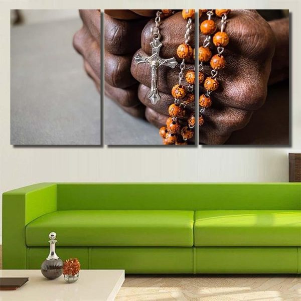 Christian Cross Dark Brown Skin African Christian Premium Multi Canvas Prints, Multi Piece Panel Canvas Luxury Gallery Wall Fine Art Print - Image 5