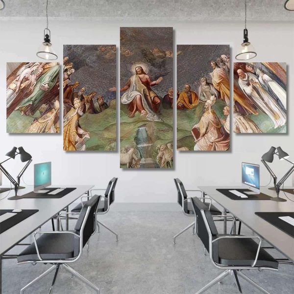 Rome Jesus Teacher Fresco Church Santa Jesus Christian Premium Multi Canvas Prints, Multi Piece Panel Canvas Luxury Gallery Wall Fine Art Print - Image 7