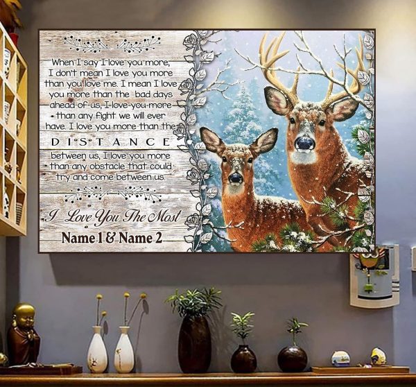 Deer Couple Personalized Painting Art Gift Idea Framed Prints, Canvas Paintings