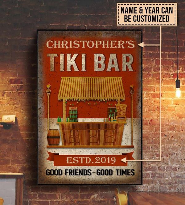 Personalized Canvas Art Painting, Canvas Gallery Hanging Tiki Bar Good Friends Times Framed Prints, Canvas Paintings