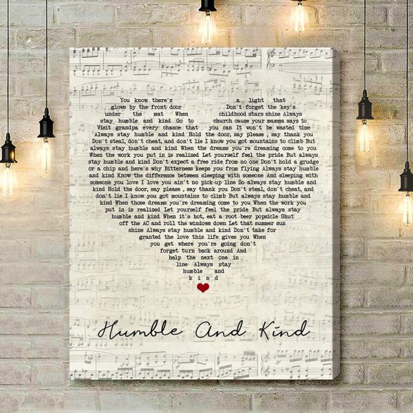 Tim McGraw Humble And Kind Script Heart Song Lyric Music Art Print - Canvas Print Wall Art Home Decor