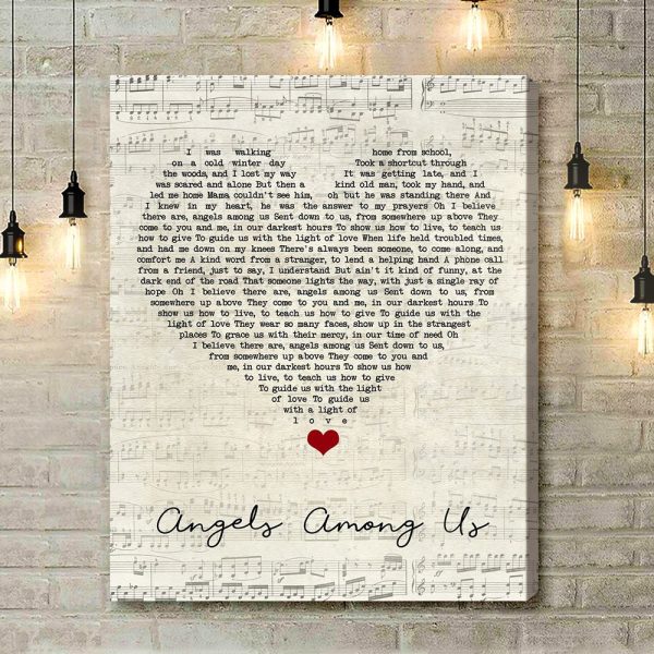 Alabama Angels Among Us Script Heart Song Lyric Quote Music Art Print - Canvas Print Wall Art Home Decor