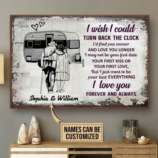 here Gifts Personalized Camping Sketch Turn Back The Clock Canvas Home Decor - Image 2