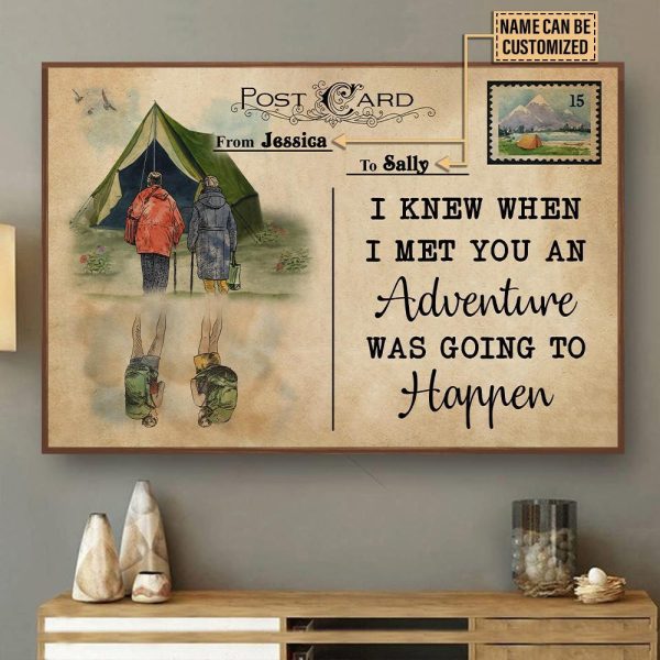 here Gifts Personalized Camping Bestie Postcard I Knew Canvas Home Decor