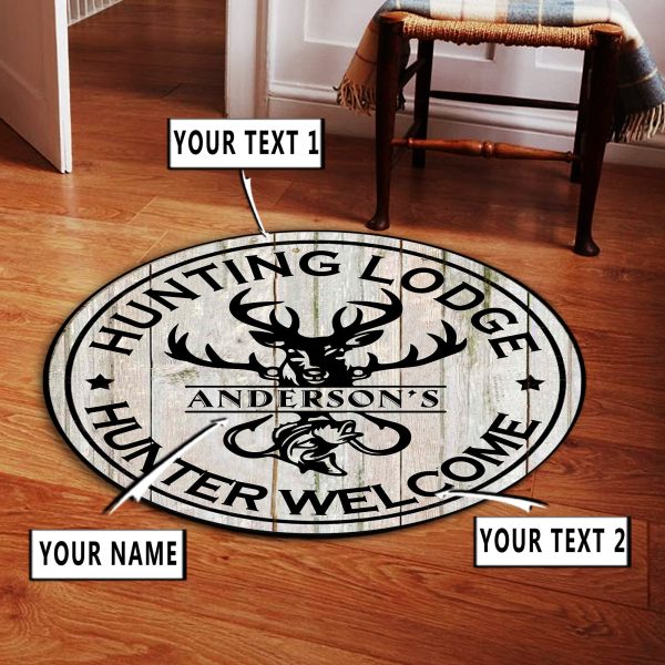 Personalized Hunting Fishing Rustic Round Rug, Carpet 10366