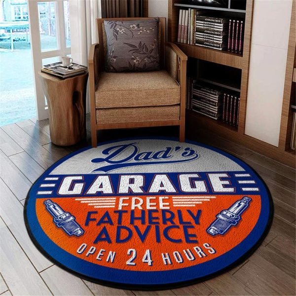 Dads Garage Fatherly Advice Round Mat Round Floor Mat Room Rugs Carpet Outdoor Rug Washable Rugs