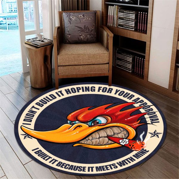 Hot Rod Wood Pecker Round Mat Round Floor Mat Room Rugs Carpet Outdoor Rug Washable Rugs - Image 3