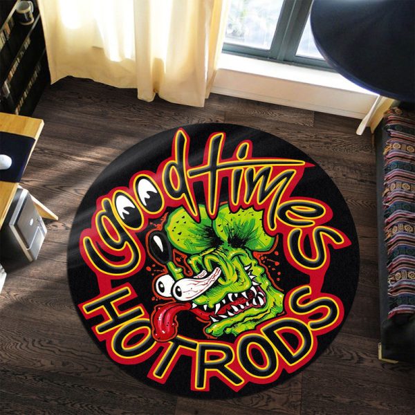 Good Times Hot Rod Round Mat Round Floor Mat Room Rugs Carpet Outdoor Rug Washable Rugs - Image 2