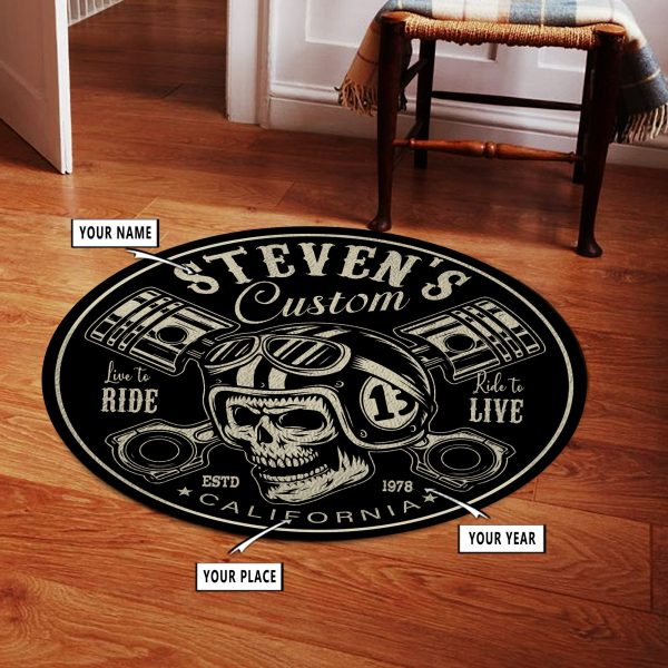 Personalized Mechanic Custom Motorcycle Round Rug, Carpet 10398