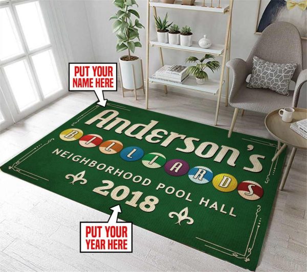 Personalized Billiard Room Area Rug Carpet - Image 3