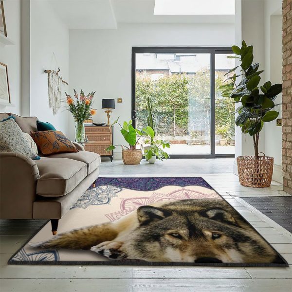 Canis Lupus Wolf Rug Rectangle Rugs Washable Area Rug Non-Slip Carpet For Living Room Bedroom