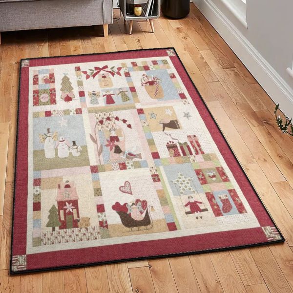 Christmas Kitchen Rugs Christmas Rug Rectangle Rugs Washable Area Rug Non-Slip Carpet For Living Room Bedroom - Image 3