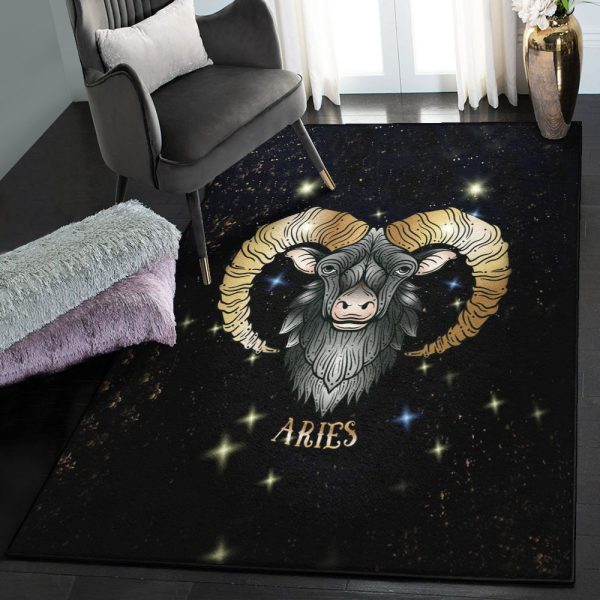 Astrology Large Aries Zodiac Mystery Rug Rectangle Rugs Washable Area Rug Non-Slip Carpet For Living Room Bedroom - Image 2