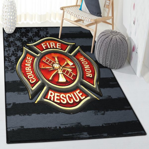 Firefighting Large Firefighter Rug Rectangle Rugs Washable Area Rug Non-Slip Carpet For Living Room Bedroom