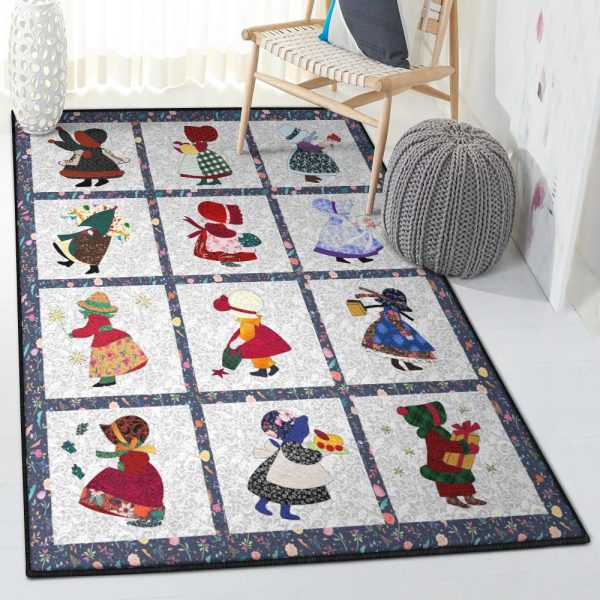 Sewing Playroom Rug Sunbonnet Sue Rug Rectangle Rugs Washable Area Rug Non-Slip Carpet For Living Room Bedroom