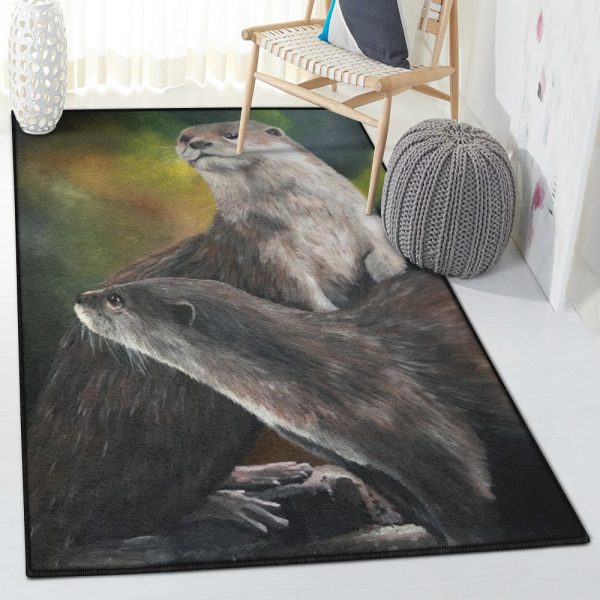 Sea Otter Cool Rugs Otter Rug Rectangle Rugs Washable Area Rug Non-Slip Carpet For Living Room Bedroom - Image 2