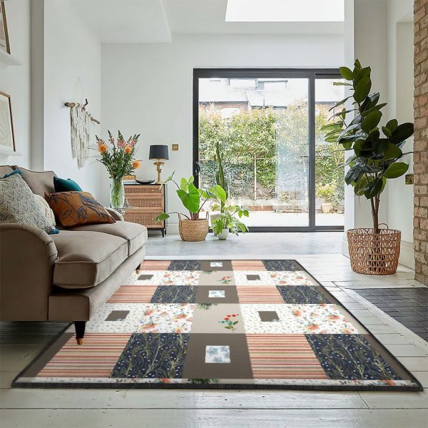 Patchwork Pattern Modern Rugs Sedona Patchwork Rug Rectangle Rugs Washable Area Rug Non-Slip Carpet For Living Room Bedroom