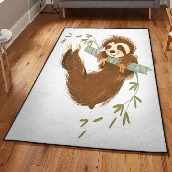 Sloth Carpet Sloth Cute Cartoon Rug Rectangle Rugs Washable Area Rug Non-Slip Carpet For Living Room Bedroom