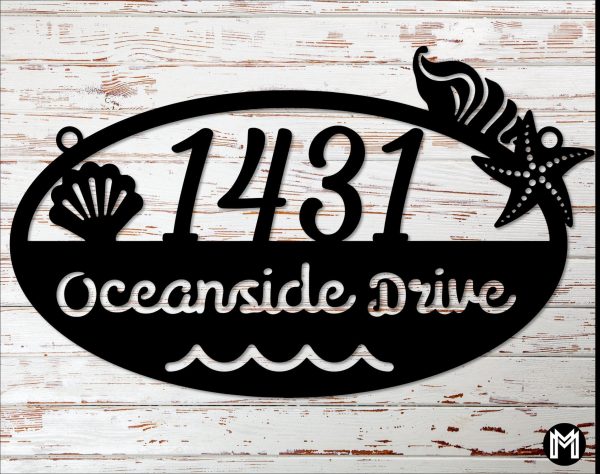 Hanging Beach House Address Sign, Nautical, Seashells, Mermaid, Tropic - Image 2