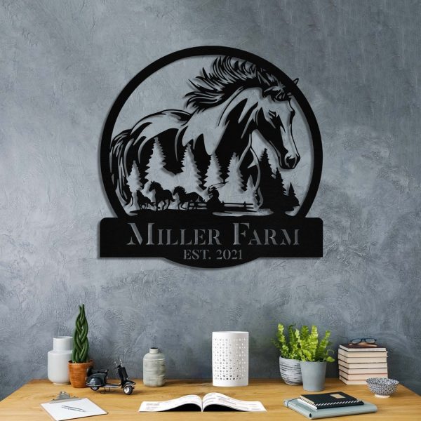 Personalized Metal Horse Sign Monogram, Custom Outdoor Farm, Metal Las