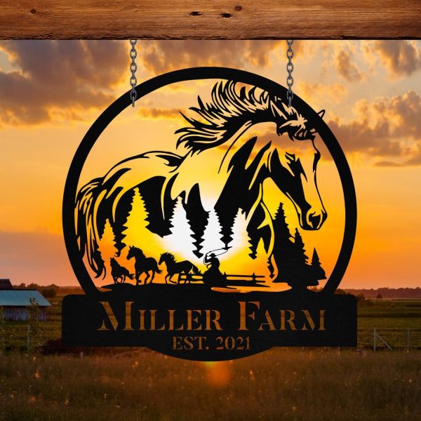 Personalized Metal Horse Sign Monogram, Custom Outdoor Farm, Metal Las - Image 3