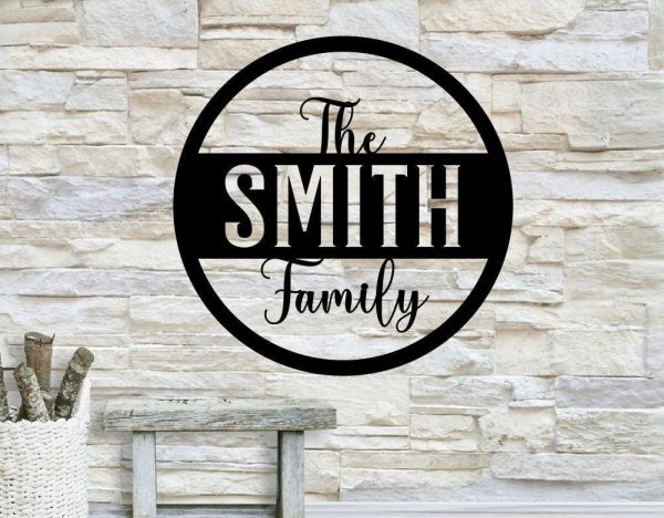 Personalized Family Name Sign, Metal Wall Decor, Monogram Name Sign, M