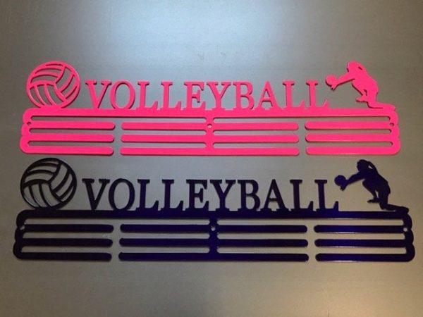 Volleyball Medal Hanger Holder Display Rack 3 Rung Cut Metal Sign Deco