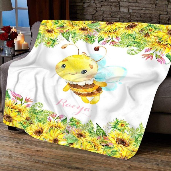 Personalized Baby Blanket - Personalized Baby Blanket Girl, Bumble Bee