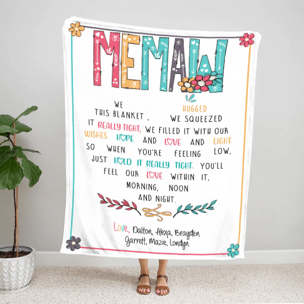 Personalized Memaw Throw Blanket Birthday Mothers Day Christmas Gift F