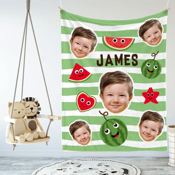 Watermelon Blanket Custom Baby Face On Blanket Cute Kindergarten Blank