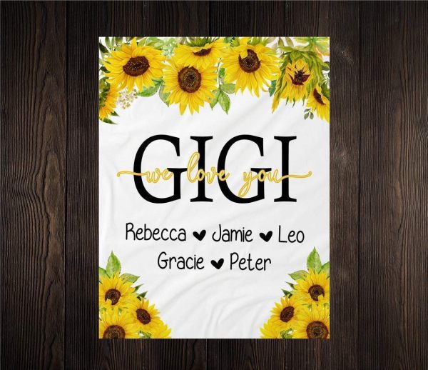 Blanket Gift For Grandma - Personalized Gigi Sunflower Blanket With Gr - Image 3