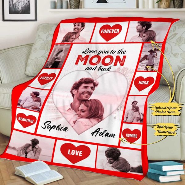 Personalized I Love You To The Moon And Back Photo Blanket Custom Gift - Image 2