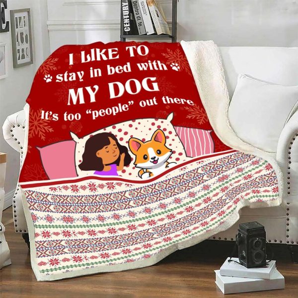 I like To Stay In Bed With My Dog, Dog Mom/Dad Blanket, Gift For Birth - Image 7