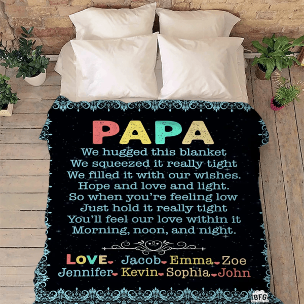 Papa We Hugged This Customized Blanket, Father's Day Gift For Dad, To - Image 4