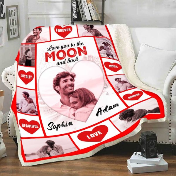 Personalized I Love You To The Moon And Back Photo Blanket Custom Gift - Image 5