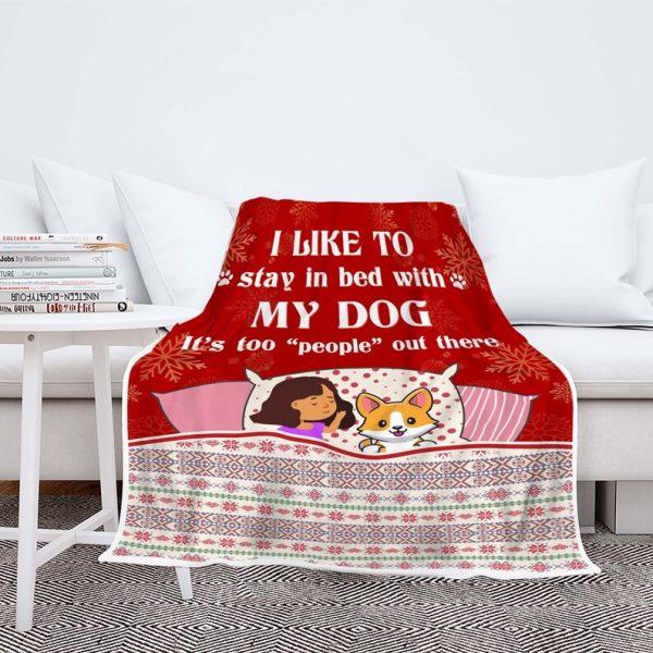 I like To Stay In Bed With My Dog, Dog Mom/Dad Blanket, Gift For Birth - Image 8