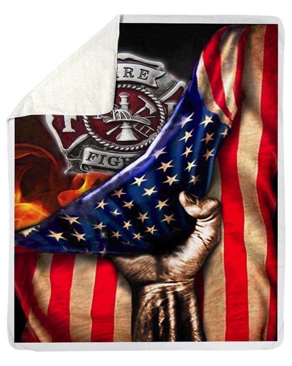 Proud To Be A Firefighter Usa Flag Fleece Blanket