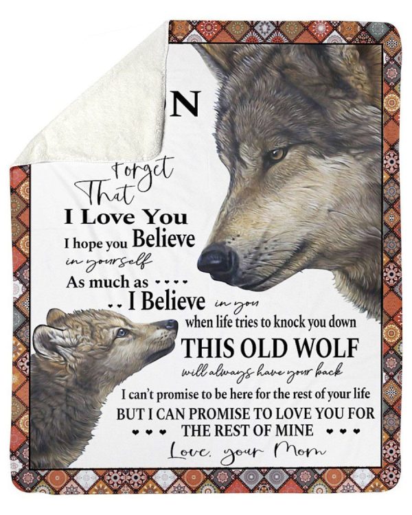 To My Son Gift From Mom Wolfs Fleece Blanket Sherpa Blanket