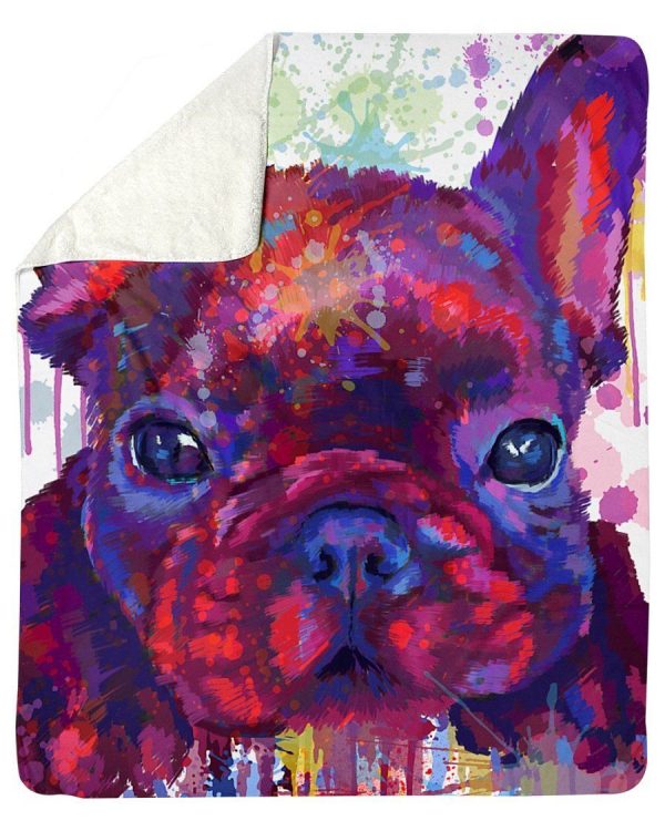 Frenchie Water Color Giving Dog Lovers Fleece Blanket Sherpa Blanket