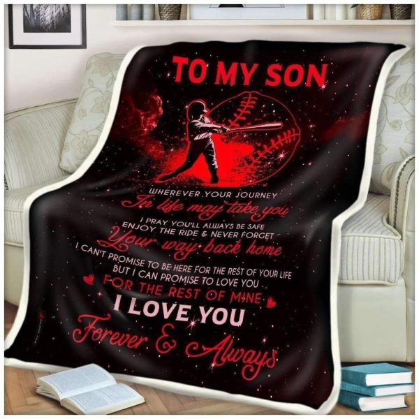 Blanket Gift For Son Loves Baseball Love You Forever Always