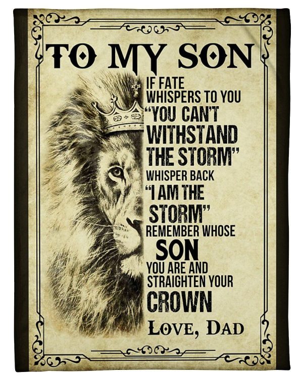 To My Son Lion Strengthen Your Crown From Dad Fleece Blanket Fleece Bl