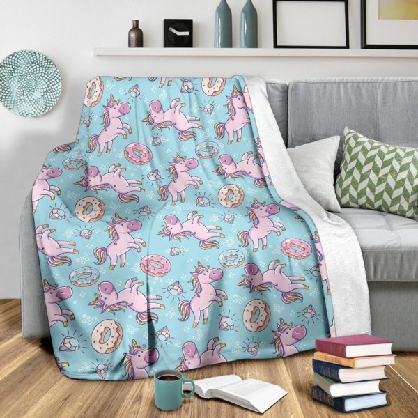 Donut Unicorn Pattern Print Design Fleece Blanket - Image 3