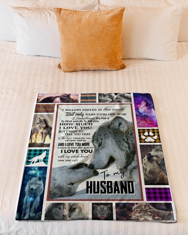 Couple Wolves To My Husband How Much I Love You Fleece Blanket - Image 3