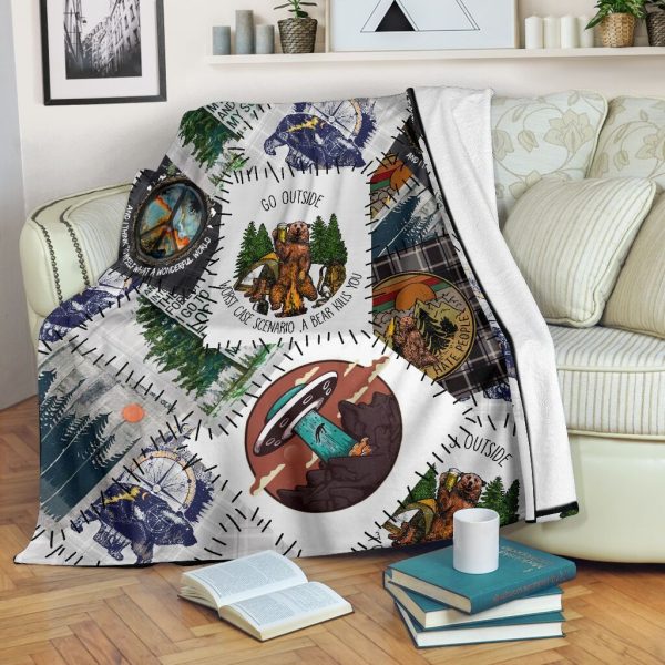 Go Outside Worst Case Scenario A Bear Kills You Camping Fleece Blanket - Image 2