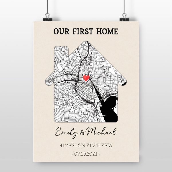 Custom Home Map Print, First Time Home Buyer, Personalized Housewarming Gift, First Home Map, Our First Home, Our Home Map, Coordinates Map - Image 6