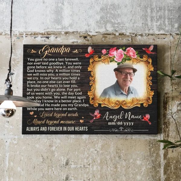 Personalized Canvas Prints, Custom Photo, Sympathy Gifts, Remembrance Gifts, Bereavement Gifts, Grandpa Always And Forever In Our Heart Dem Canvas - Image 3